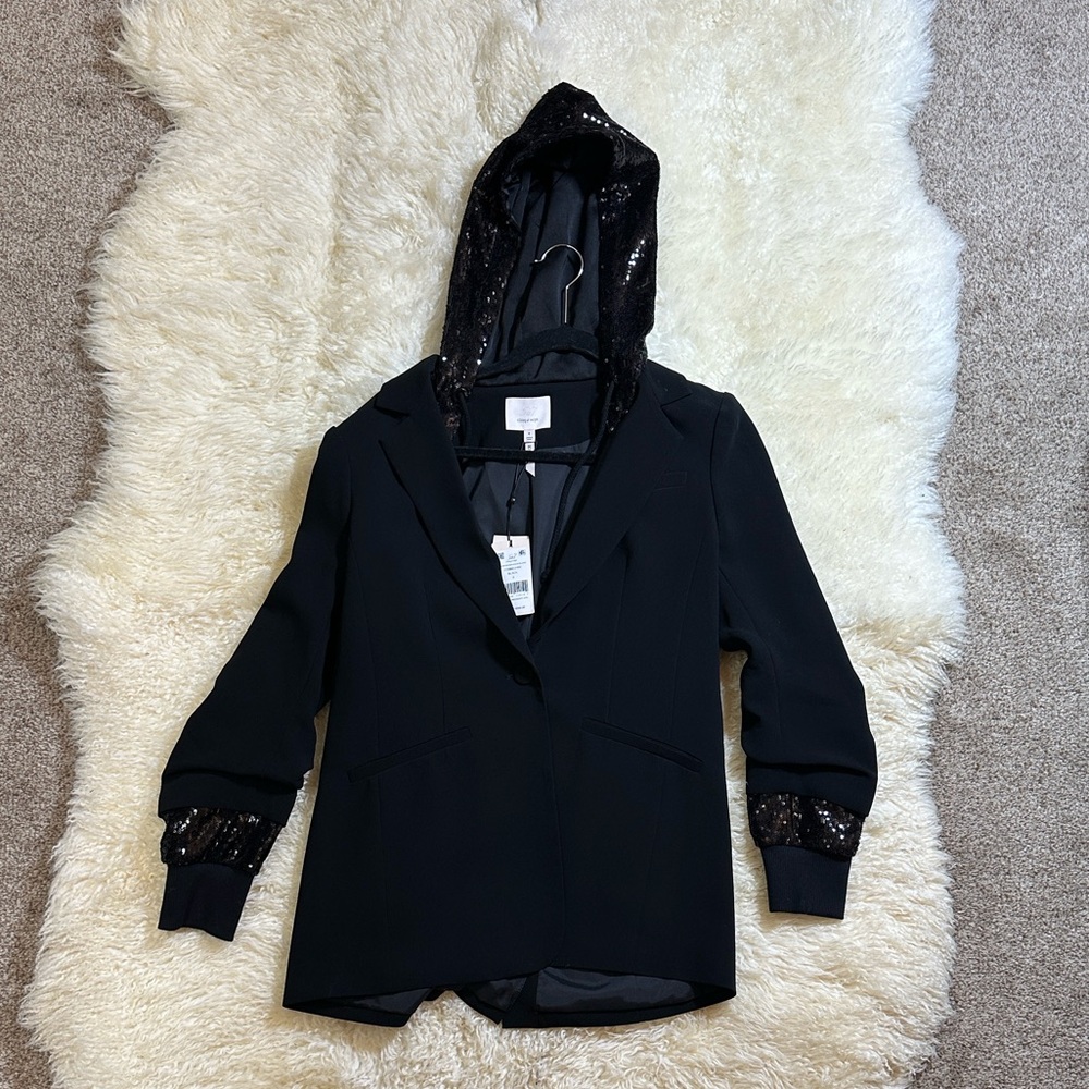 NWT Cinq à Sept Black Blazer with Sequin Accents